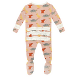 Kickee Pants Classic Ruffle Zipper Footie - Peach Blossom Class Pets - Let Them Be Little, A Baby & Children's Clothing Boutique