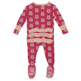 Kickee Pants Classic Ruffle Zipper Footie - Taffy Wise Owls - Let Them Be Little, A Baby & Children's Clothing Boutique