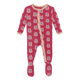 Kickee Pants Classic Ruffle Zipper Footie - Taffy Wise Owls - Let Them Be Little, A Baby & Children's Clothing Boutique