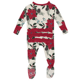 Kickee Pants Classic Ruffle Zipper Footie - Christmas Floral - Let Them Be Little, A Baby & Children's Clothing Boutique