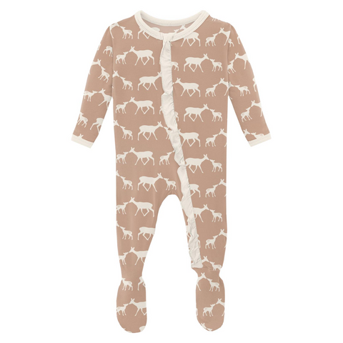 Kickee Pants Classic Ruffle Zipper Footie - Doe & Fawn - Let Them Be Little, A Baby & Children's Clothing Boutique