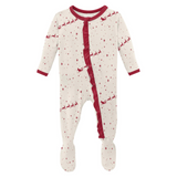 Kickee Pants Classic Ruffle Zipper Footie - Natural Flying Santa - Let Them Be Little, A Baby & Children's Clothing Boutique