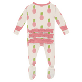 Kickee Pants Classic Ruffle Zipper Footie - Strawberry Pineapples - Let Them Be Little, A Baby & Children's Clothing Boutique