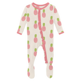 Kickee Pants Classic Ruffle Zipper Footie - Strawberry Pineapples - Let Them Be Little, A Baby & Children's Clothing Boutique