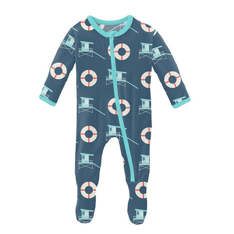 Kickee Pants Print Footie with Zipper - Deep Sea Lifeguard - Let Them Be Little, A Baby & Children's Clothing Boutique