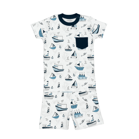 Baby Noomie Short Sleeve & Shorts PJ Set - Boats - Let Them Be Little, A Baby & Children's Clothing Boutique