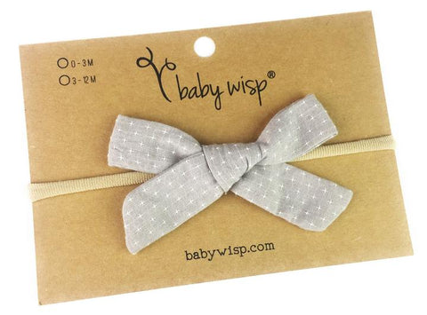 Baby Wisp Hand Tied Starlite Bow - Grey - Let Them Be Little, A Baby & Children's Boutique