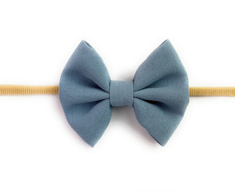 Baby Wisp Infant Headband Fanny Bow - Antique Blue - Let Them Be Little, A Baby & Children's Boutique