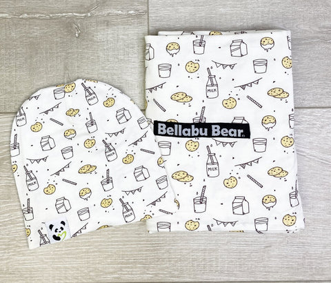 Bellabu Bear Swaddle & Beanie Set - Milk & Cookies - Let Them Be Little, A Baby & Children's Boutique