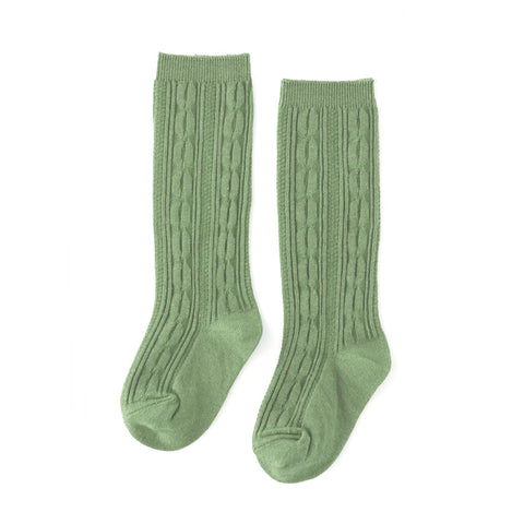 Little Stocking Co. Cable Knit Knee Highs - Basil - Let Them Be Little, A Baby & Children's Clothing Boutique