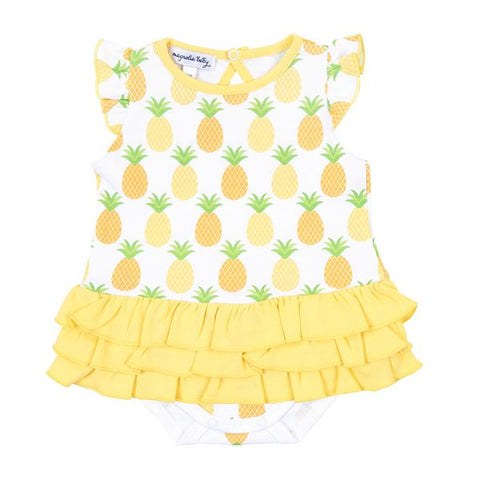 Magnolia Baby Printed Ruffle Flutter Sleeve Bubble - Pineapple - Let Them Be Little, A Baby & Children's Clothing Boutique