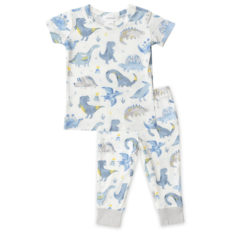 Angel Dear Short Sleeve 2 Piece PJ Set - Dino Blue - Let Them Be Little, A Baby & Children's Clothing Boutique