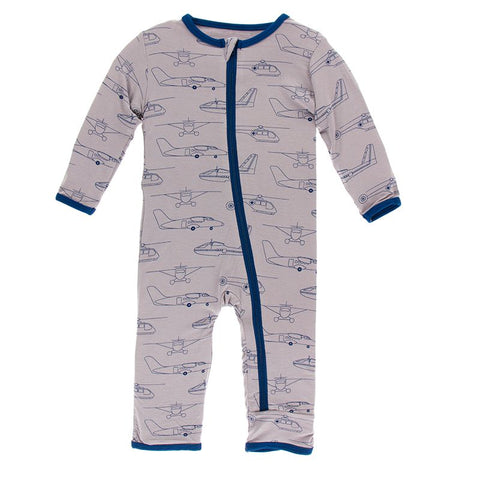 Kickee Pants Printed Zipper Coverall - Feather Heroes in the Air - Let Them Be Little, A Baby & Children's Boutique