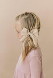 Poppy Knots Oversized Edged Bow on Clip - Mustard - Let Them Be Little, A Baby & Children's Boutique