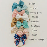 Poppy Knots Edged Bow on Clip - Ocean - Let Them Be Little, A Baby & Children's Boutique