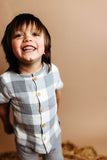 City Mouse Button Down Short Sleeve Shirt - Silver Check - Let Them Be Little, A Baby & Children's Clothing Boutique