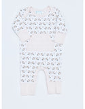 Feather Baby Kangaroo Romper - Doves on White - Let Them Be Little, A Baby & Children's Boutique
