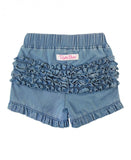 RuffleButts Denim Ruffle Shorts - Light Wash - Let Them Be Little, A Baby & Children's Boutique