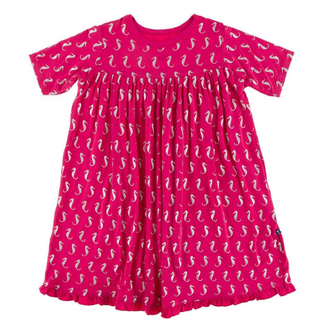 Kickee Pants Print Classic Short Sleeve Swing Dress - Prickly Pear Mini Seahorses - Let Them Be Little, A Baby & Children's Boutique