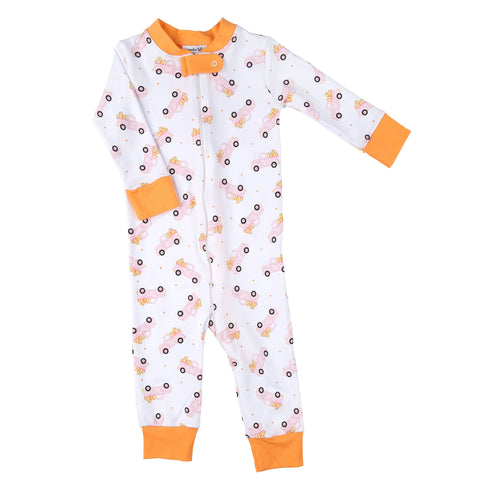 Magnolia Baby Zipped PJ Romper - Picking Pumpkins Pink - Let Them Be Little, A Baby & Children's Clothing Boutique
