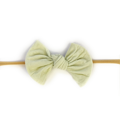 Baby Wisp Knotted Bow on Skinny Nylon Headband  - Succulent - Let Them Be Little, A Baby & Children's Boutique