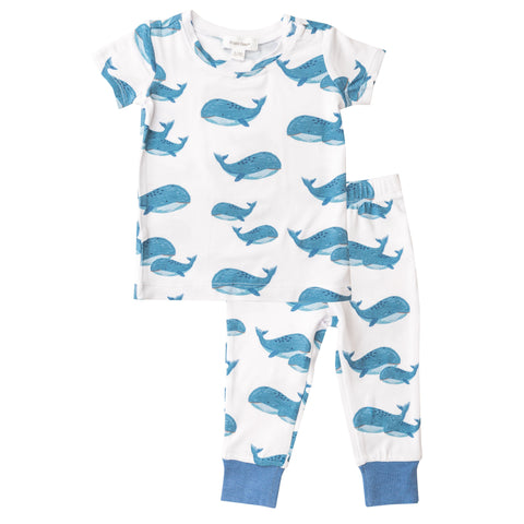 Angel Dear Short Sleeve 2 Piece PJ Set - Blue Whales - Let Them Be Little, A Baby & Children's Clothing Boutique