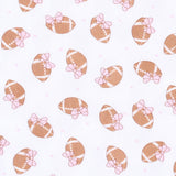 Magnolia Baby Printed Ruffle Flutters Bubble - Tiny Football Pink - Let Them Be Little, A Baby & Children's Clothing Boutique