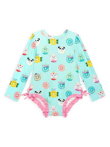 Posh Peanut Long Sleeve Ruffled Rash Guard Swimsuit - Donut - Let Them Be Little, A Baby & Children's Clothing Boutique