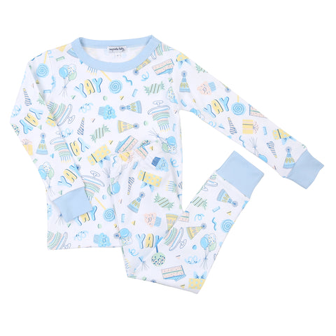 Magnolia Baby Long Sleeve PJ Set - Birthday Bash Light Blue - Let Them Be Little, A Baby & Children's Clothing Boutique