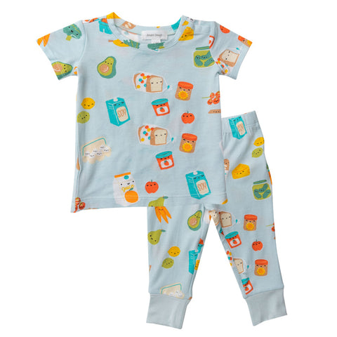 Angel Dear Short Sleeve 2 Piece PJ Set - Happy Groceries - Let Them Be Little, A Baby & Children's Clothing Boutique