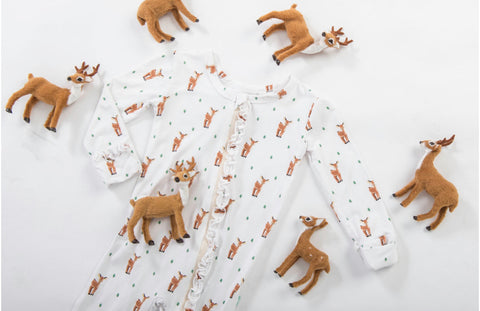 Macaron + Me Ruffle Footsie - Sweet Deer - Let Them Be Little, A Baby & Children's Boutique