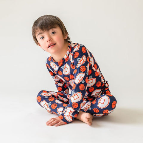 Little Pajama Co. Long Sleeve 2 Piece Set - Basketball - Let Them Be Little, A Baby & Children's Clothing Boutique