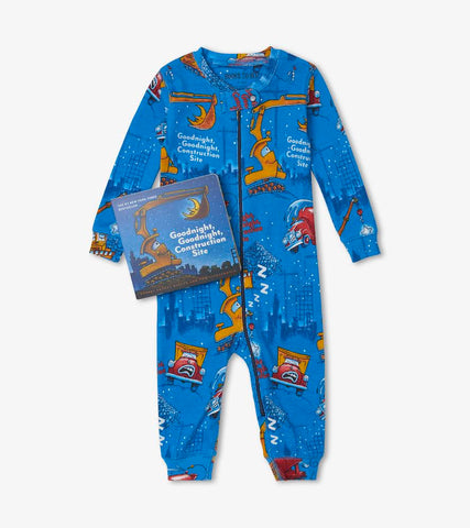 Books to Bed Infant Zip Coverall Board Book Set - Good Night Good Night Construction Site - Let Them Be Little, A Baby & Children's Clothing Boutique