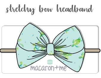Macaron + Me Stretchy Nylon Bow Headband - Sea Turtles - Let Them Be Little, A Baby & Children's Clothing Boutique