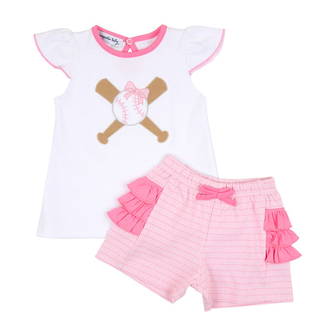 Magnolia Baby Applique Ruffle Flutters Shorts Set - Grand Slam - Let Them Be Little, A Baby & Children's Clothing Boutique