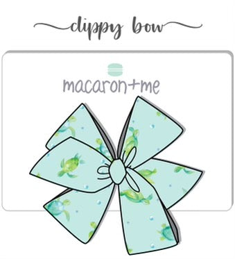 Macaron + Me Nylon Clippy Bow - Sea Turtles PRESALE - Let Them Be Little, A Baby & Children's Clothing Boutique