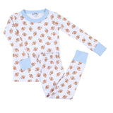Magnolia Baby Long Sleeve PJ Set - Tiny Football Light Blue - Let Them Be Little, A Baby & Children's Clothing Boutique