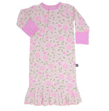 Sweet Bamboo Receiving Gown Ruffle Bottom - Pink Roses - Let Them Be Little, A Baby & Children's Boutique