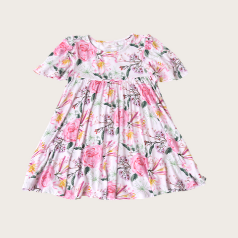 Charming Mary Flutter Dress - Harlow Carr Rose - Let Them Be Little, A Baby & Children's Clothing Boutique