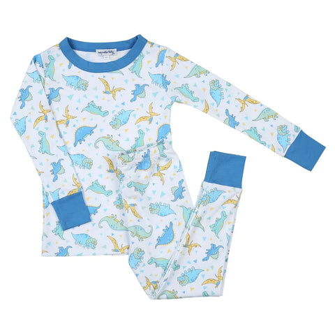 Magnolia Baby Long Sleeve PJ Set - Dinoland Light Blue - Let Them Be Little, A Baby & Children's Clothing Boutique
