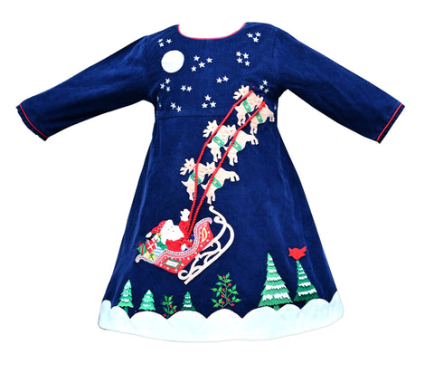 Cotton Kids Embroidered Dress - Santa - Let Them Be Little, A Baby & Children's Clothing Boutique