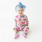 Posh Peanut Ruffled Zipper Footie - Watercolor Butterfly - Let Them Be Little, A Baby & Children's Clothing Boutique