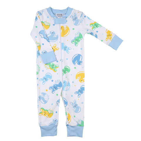 Magnolia Baby Zipped PJ Romper - My Peeps Light Blue - Let Them Be Little, A Baby & Children's Clothing Boutique