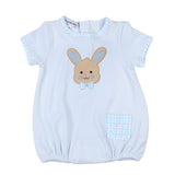 Magnolia Baby Applique Short Sleeve Bubble - Happy Bunny Light Blue - Let Them Be Little, A Baby & Children's Clothing Boutique