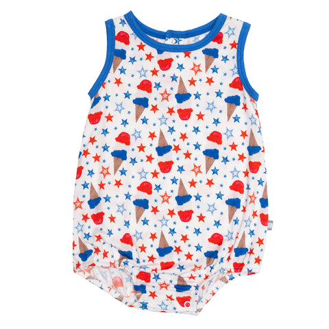 Macaron + Me Sleeveless Bubble Romper - Patriotic Ice Cream - Let Them Be Little, A Baby & Children's Clothing Boutique
