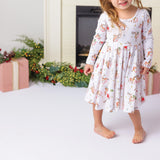 Nola Tawk Long Sleeve Organic Cotton Twirl Dress -  Oh Deer, Christmas is Here! - Let Them Be Little, A Baby & Children's Clothing Boutique