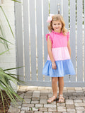 The Oaks Apparel Tiered Dress - Valeria Pink & Blue - Let Them Be Little, A Baby & Children's Clothing Boutique