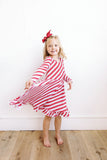 Little Pajama Co. Long Sleeve Dress - Candy Cane - Let Them Be Little, A Baby & Children's Clothing Boutique