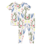 Pink Chicken Short Sleeve Bamboo PJ Set - Pink Paper Floral - Let Them Be Little, A Baby & Children's Clothing Boutique