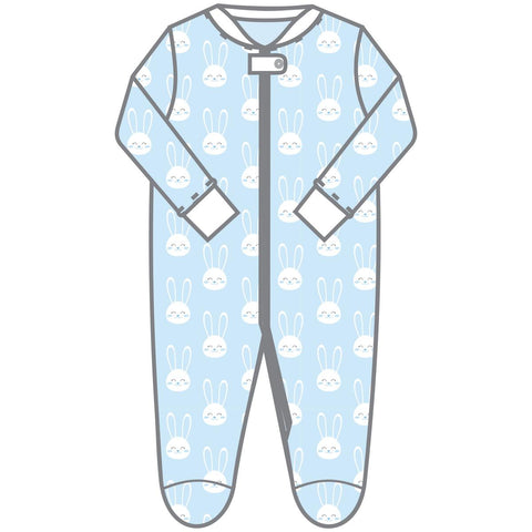Magnolia Baby Printed Zipper Footie - All Ears Blue - Let Them Be Little, A Baby & Children's Clothing Boutique